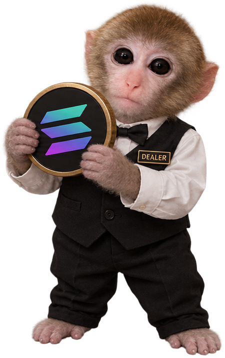 Dealer Ape holding a Solana coin